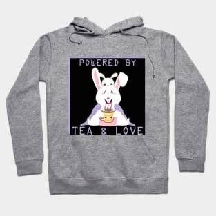 funny bunny design pwered by love and tea Hoodie